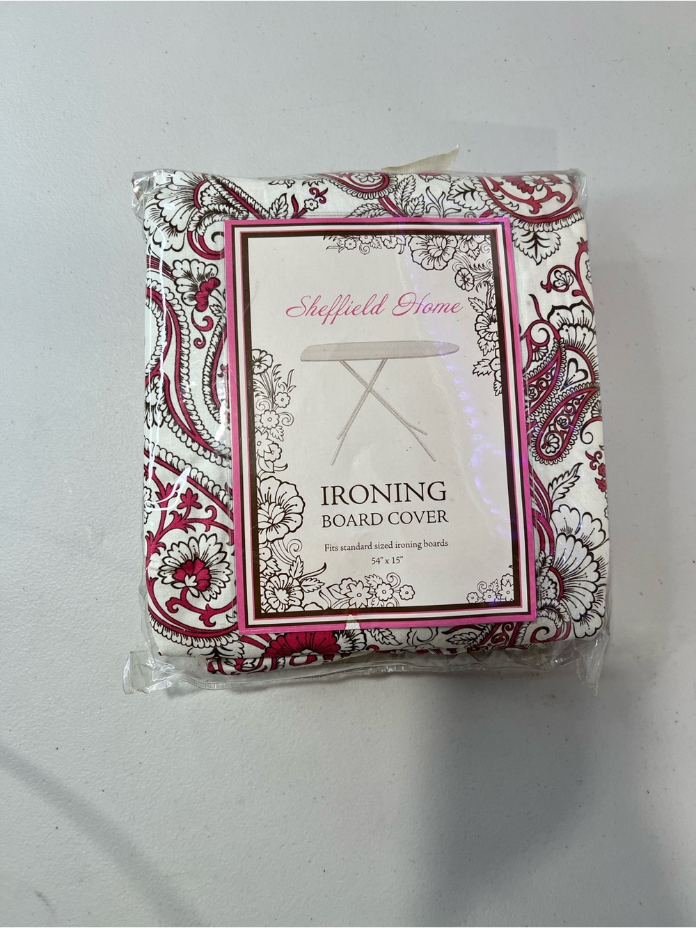 Sheffield Home White & Pink Paisley Ironing Board Cover